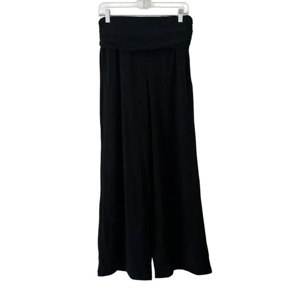 OGL Non-Itchy Wool Blend Drapey Wide Leg Pull-On Pants Pockets Black S Small New - Picture 2 of 8